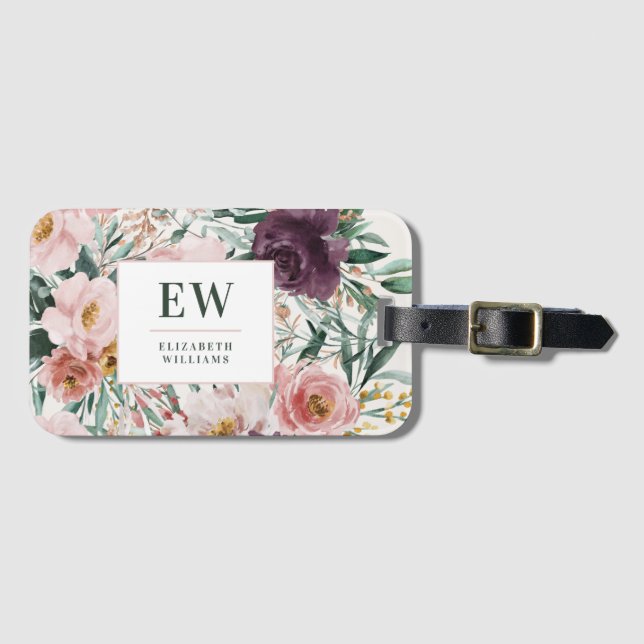Moderne Aquarellfarben florelegant  Gepäckanhänger (Vorderseite (Horizontal))