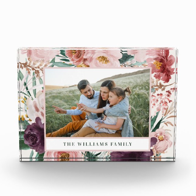 Moderne Aquarellfarben florenhafte, elegante Famil Fotoblock (Vorderseite)