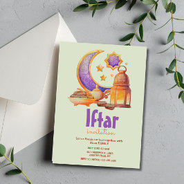 Moderne Aquarellfarben-Halbmond Iftar-Party Einlad Einladung