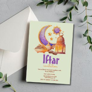 Moderne Aquarellfarben-Halbmond Iftar-Party Einlad Einladung