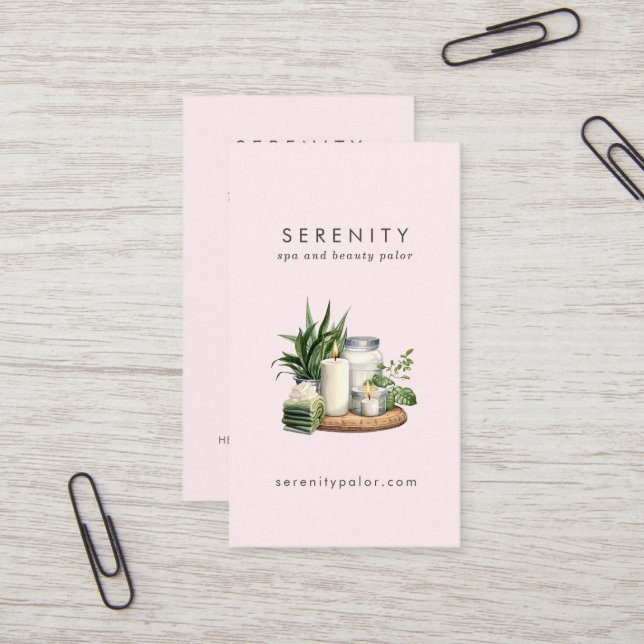 Moderne Aquarellfarben-Illustration - QR-Code-Well Visitenkarte (Vorderseite/Rückseite Beispiel)