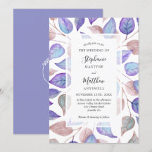 Moderne Aquarellfarben Lila Blätter Foliage Hochze
