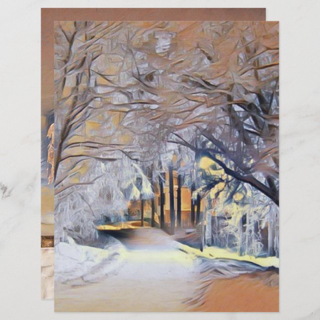 Moderne Aquarellfarben mit bunten, schneebedeckten (Vorne/Hinten)