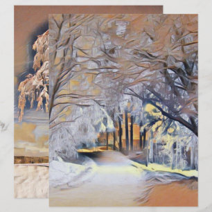 Moderne Aquarellfarben mit bunten, schneebedeckten