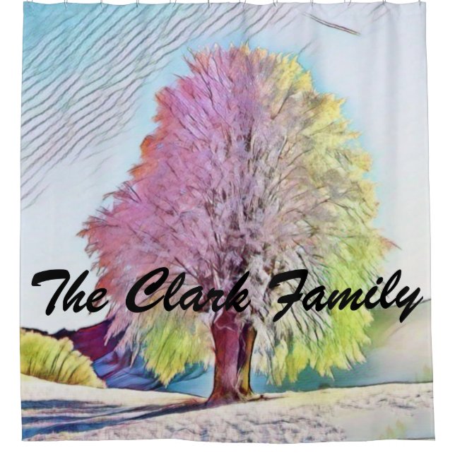 Moderne Aquarellfarben mit bunten, schneebedeckten Duschvorhang (Vorderseite)