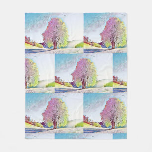 Moderne Aquarellfarben mit bunten, schneebedeckten Fleecedecke
