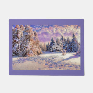 Moderne Aquarellfarben mit bunten, schneebedeckten Fußmatte