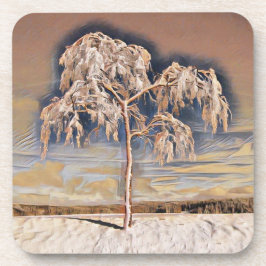 Moderne Aquarellfarben mit bunten, schneebedeckten Getränkeuntersetzer