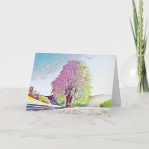 Moderne Aquarellfarben mit bunten, schneebedeckten Karte