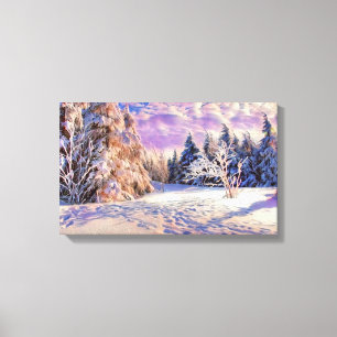 Moderne Aquarellfarben mit bunten, schneebedeckten Leinwanddruck
