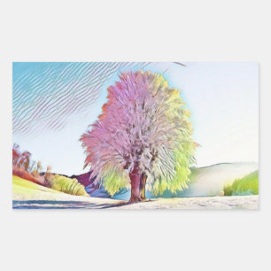Moderne Aquarellfarben mit bunten, schneebedeckten Rechteckiger Aufkleber