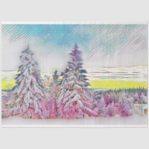 Moderne Aquarellfarben mit bunten, schneebedeckten Seidenpapier