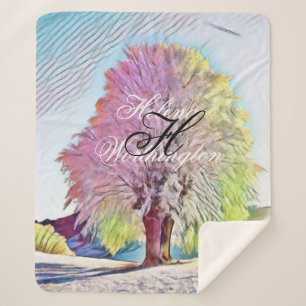 Moderne Aquarellfarben mit bunten, schneebedeckten Sherpadecke
