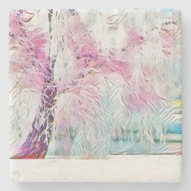 Moderne Aquarellfarben mit bunten, schneebedeckten Steinuntersetzer (Vorderseite)