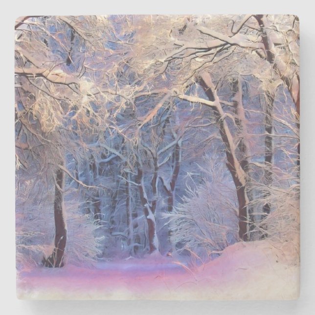 Moderne Aquarellfarben mit bunten, schneebedeckten Steinuntersetzer (Vorderseite)