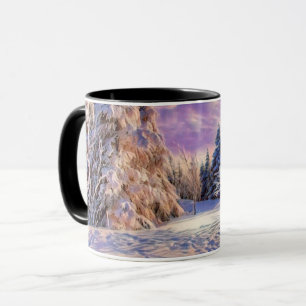Moderne Aquarellfarben mit bunten, schneebedeckten Tasse