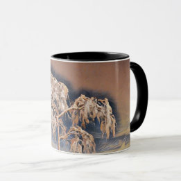 Moderne Aquarellfarben mit bunten, schneebedeckten Tasse