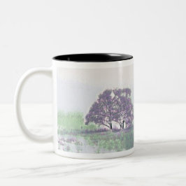 Moderne Aquarellfarben mit bunten, schneebedeckten Zweifarbige Tasse