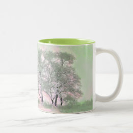 Moderne Aquarellfarben mit bunten, schneebedeckten Zweifarbige Tasse