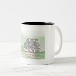 Moderne Aquarellfarben mit bunten, schneebedeckten Zweifarbige Tasse