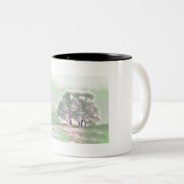 Moderne Aquarellfarben mit bunten, schneebedeckten Zweifarbige Tasse