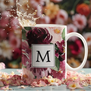 Moderne Aquarellfarben Mit Monogramm Zweifarbige Tasse