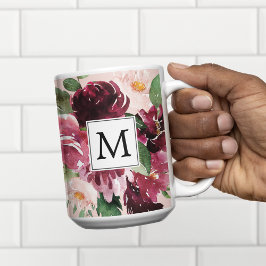 Moderne Aquarellfarben Mit Monogramm Zweifarbige Tasse