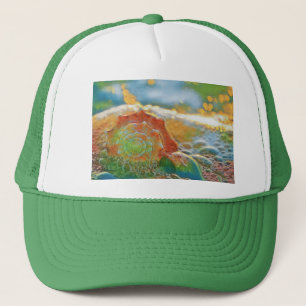 Moderne Aquarellfarben Orange und Grüne Muschel T- Truckerkappe
