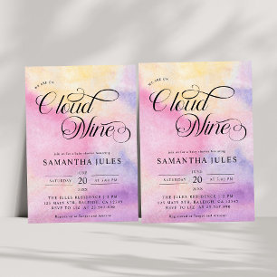 Moderne Aquarellfarben Pastel Cloud Nine Baby Dusc Einladung