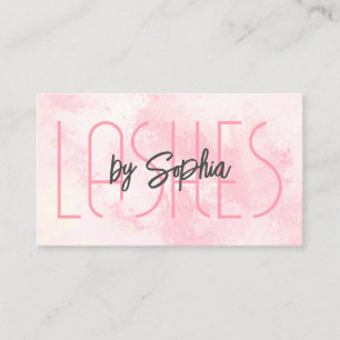Moderne Aquarellfarben Rosa Elegante Lashes Visitenkarte
