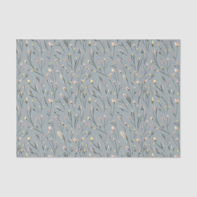 Moderne Aquarellfarben, rosa gelbe Blüten2 Seidenpapier (Vorderseite)