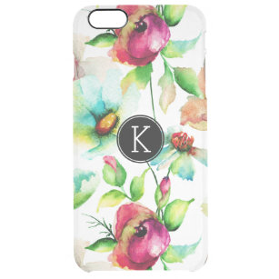 Moderne Aquarellfarben Rosa Peonies & Blume Collag Durchsichtige iPhone 6 Plus Hülle