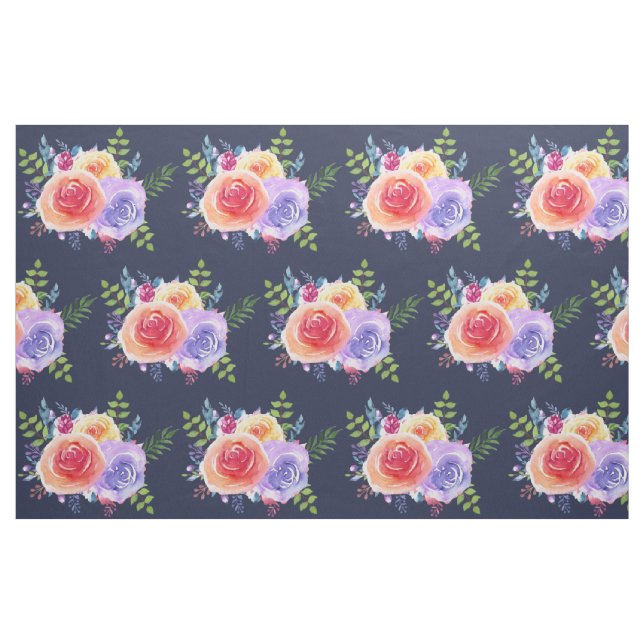 Moderne Aquarellfarben-Rose Blumenmuster Stoff (Fat Quarter (45,7 x 55,9 cm))