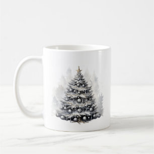 Moderne Aquarellfarben Schwarz & Weiß Weihnachtsba Kaffeetasse
