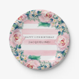 MODERNE Aquarellfarben - WeitwinkelStreifen mit Ro Pappteller