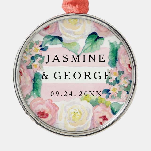 MODERNE Aquarellfarben - WeitwinkelStreifen mit Ro Silbernes Ornament (Vorne)