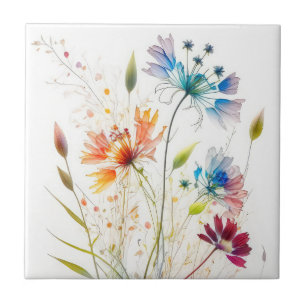 Moderne Aquarellfarben-Wildblumen Fliese