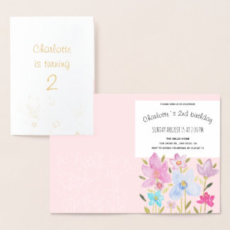 Moderne Aquarellfarben-Wildblumen Folienkarte