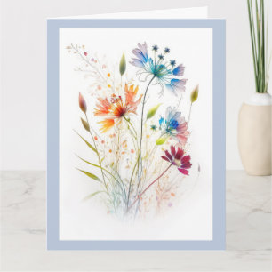 Moderne Aquarellfarben-Wildblumen Karte