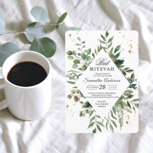 Moderne Aquarellflächen Rahmen & Gold Punkte Einladung