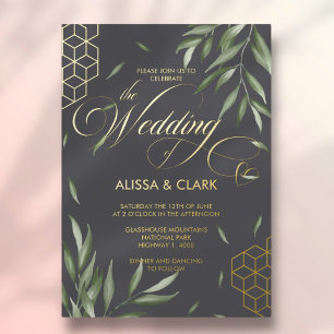 Moderne Aquarellfoliage fett geometrische Akzente Folieneinladung