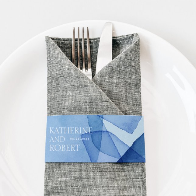 Moderne Aquarellformen Hochzeitsmonogramm Einladungsbanderole (Von Creator hochgeladen)