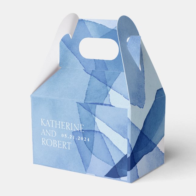 Moderne Aquarellformen Hochzeitsmonogramm Geschenkschachtel (Vorderseite)