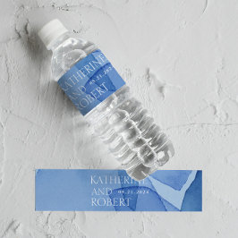 Moderne Aquarellformen Hochzeitsmonogramm Wasserflaschenetikett