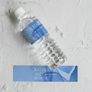 Moderne Aquarellformen Hochzeitsmonogramm Wasserflaschenetikett