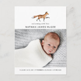 Moderne Aquarellfox-Fotos Geburt Ankündigungspostkarte