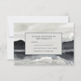 Moderne Aquarellgebirge RSVP Card Indigocreme