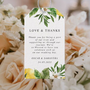 Moderne Aquarellgelbe Zitronen und Leaf  Geschenkanhänger