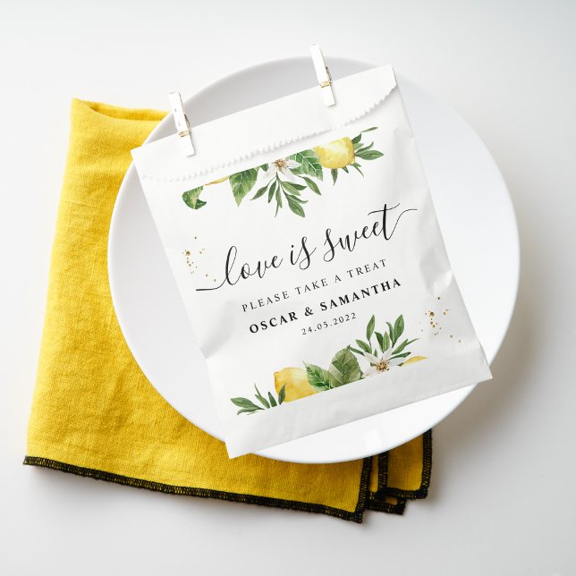 Moderne Aquarellgelbe Zitronen und Leaf Geschenktütchen (Von Creator hochgeladen)