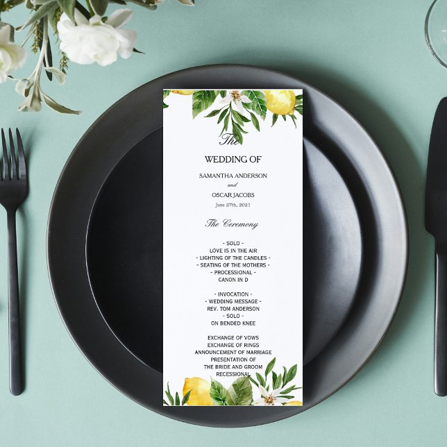 Moderne Aquarellgelbe Zitronen und Leaf Menükarte (Von Creator hochgeladen)